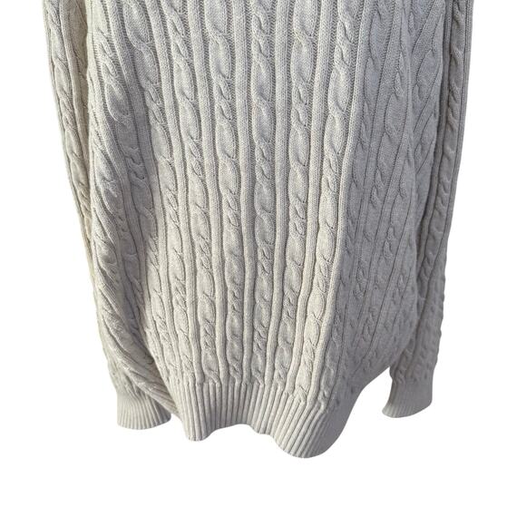 Izod Quarter 1/4 Zip Sweater Men's Size XL Ivory Cream Cable Knit 100% Cotton - Picture 3 of 8